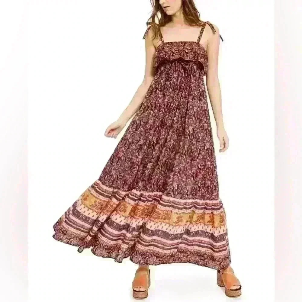 Free People Tangier Babydoll Maxi Dress Size Small